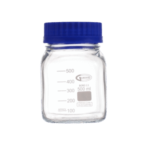 Graduated Wide Mouth Reagent Bottle GL-80 Square Type, ESMC, Glassco, UK