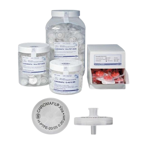 Syringe filters, labeled, CHROMAFIL Xtra PTFE, 25 mm, 0.20 µm, ESMC, MN, Germany