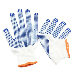 White Cotton Dotted Safety Hand Gloves, ESMC, China