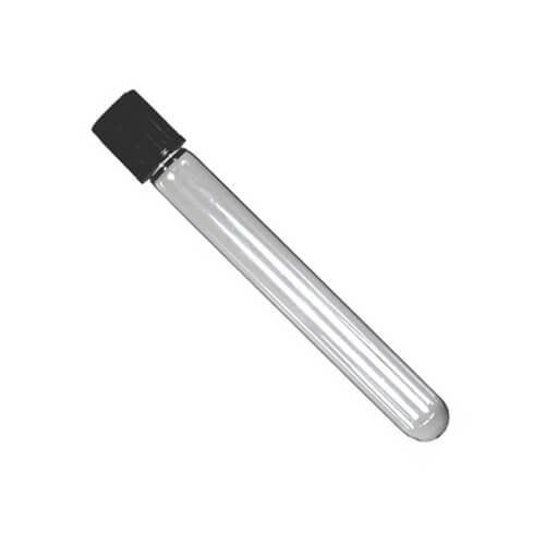 Test tube with black Cap 4 inch Pyrex