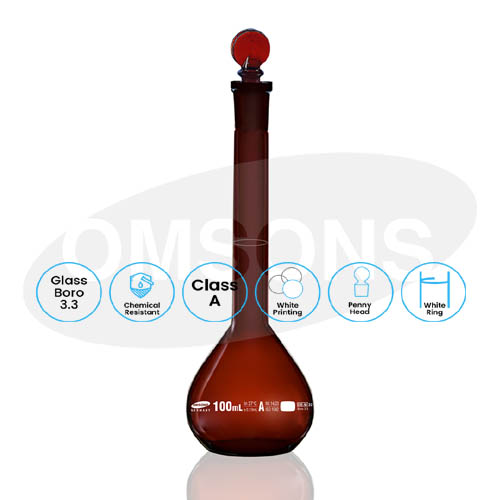 Volumetric Flask Amber Class-A DIN/ISO _ESMC, Germany