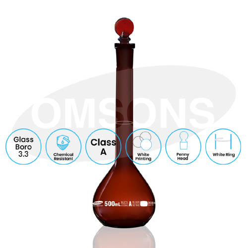 Volumetric Flask Amber Class A with NABL _ESMC, Germany